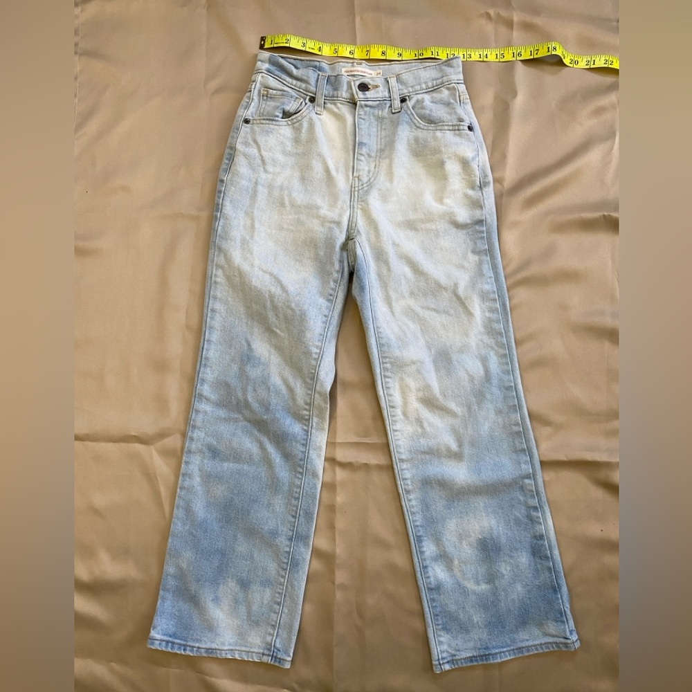 🌟 Levi's High Waisted Crop Flare Jeans Light Wash DIY Bleached Size 24